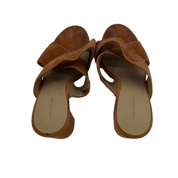 Ann Taylor Brown Suede Criss Cross Mule Slip On Sandals Size 10 Women's - Picture 5 of 9